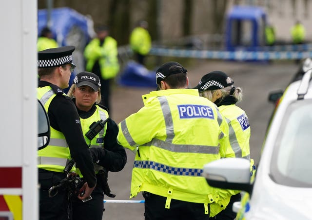 Police at the scene of a death