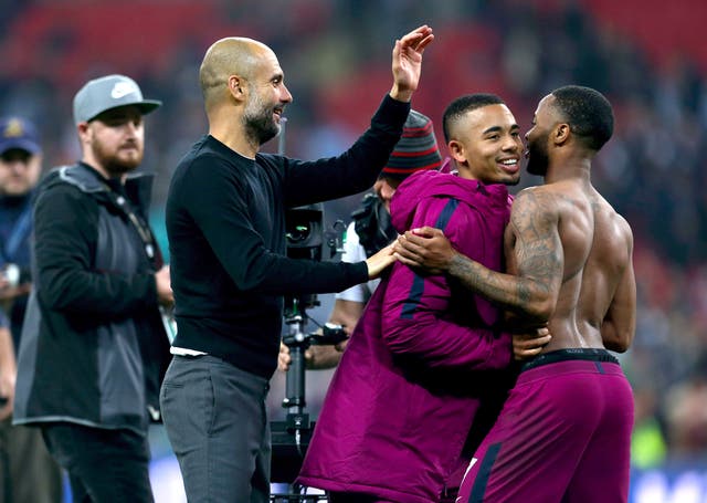 Pep Guardiola celebrates victory over Tottenham