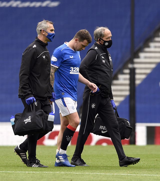 Ryan Jack goes off injured against Dundee United