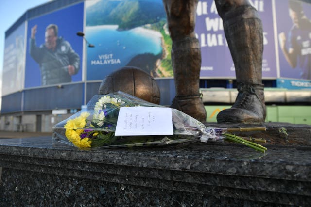 Flowers are being left outside Cardiff's stadium 