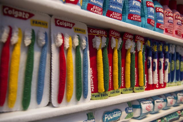 Lucy Sparrow’s felt chemist artwork