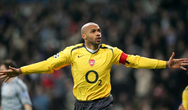 Arsenal’s Thierry Henry celebrates scoring against Real Madrid