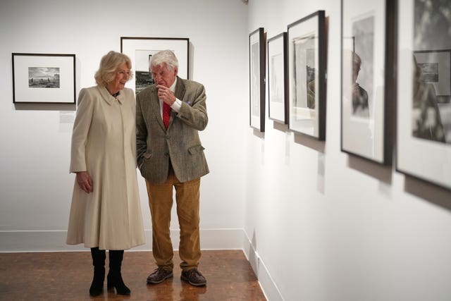 Camilla speaks to Don McCullin as she visits the recently-completed Schroder Gallery at the Holburne Museum