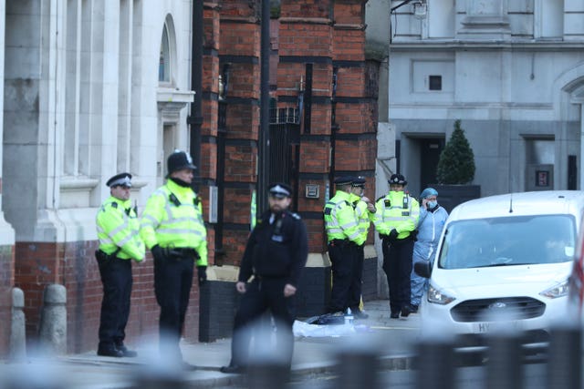 Police at the scene of the incident