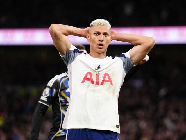 Richarlison reacts to a chance during the Premier League match against Leeds in May
