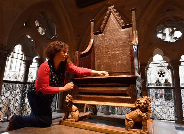 The Coronation chair of Queen Mary II (John Stillwell/PA)