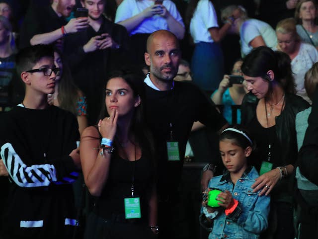 Pep Guardiola attended the 'We Are Manchester' benefit show at the re-opening of the Manchester Arena for the first time since the terror attack (Peter Byrne/PA).
