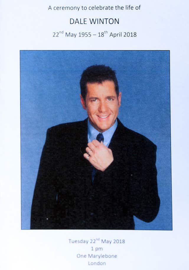 Dale Winton funeral