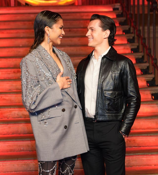 Zendaya and Tom Holland during a photocall for Spider-Man: No Way Home