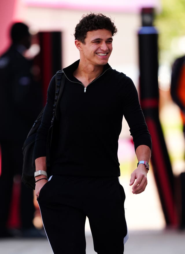 Lando Norris arrives for media day at the Qatar Grand Prix