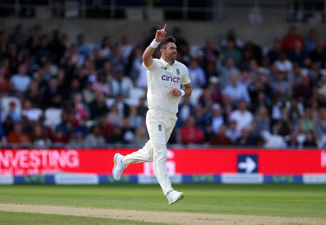 James Anderson celebrates a wicket