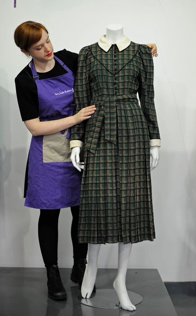 The dress worn by Diana, Princess of Wales to the Braemar Highland Games in 1982 (Charlotte Ball/PA)