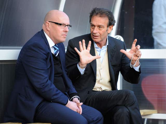 Manager Brian McDermott, left, with owner Massimo Cellino