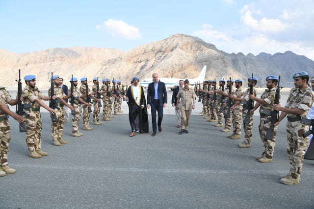 The Duke of Cambridge arrives at Khasab Airport, Oman