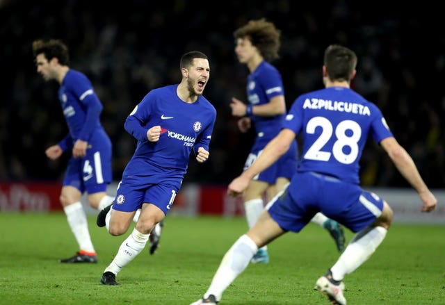 Eden Hazard had scored an equaliser at Watford before Chelsea conceded three late goals (Adam Davy/PA Wire)
