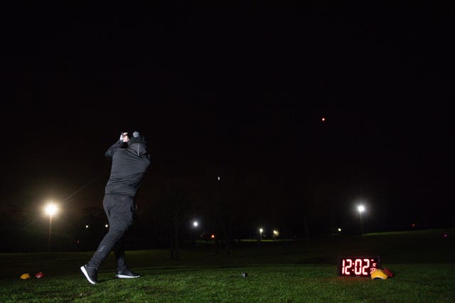 Neon balls were used at the Morley Hayes Golf centre in Ilkeston, allowing for a midnight start