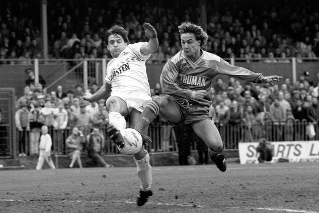 Gary Mabbutt was another Tottenham player to try to shackle Wise when they met in the quarter-finals of the 1987 FA Cup