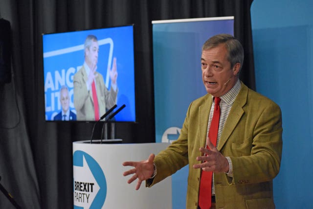Brexit Party leader Nigel Farage