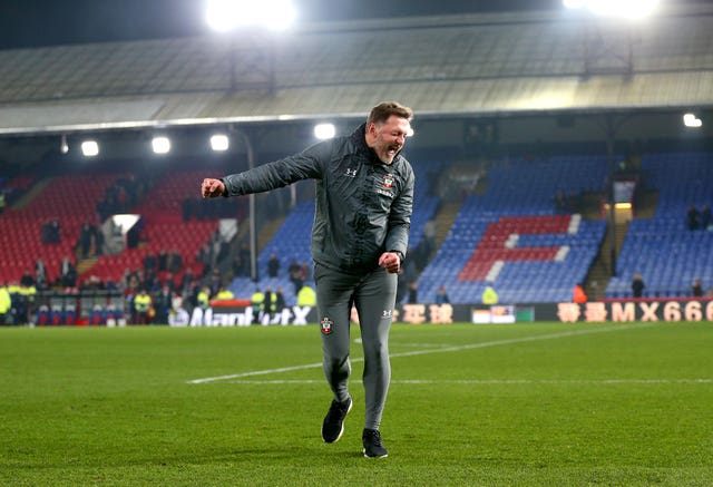 Hasenhuttl celebrates a victory away to Crystal Palace 
