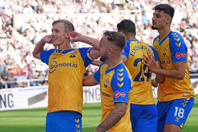 James Ward-Prowse (left) celebrates for Southampton