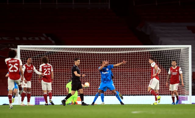 Youssef El Arabi (centre right) celebrates scoring