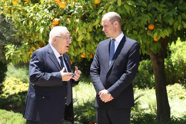 The Duke of Cambridge with Israeli President Reuven Rivlin in 2018