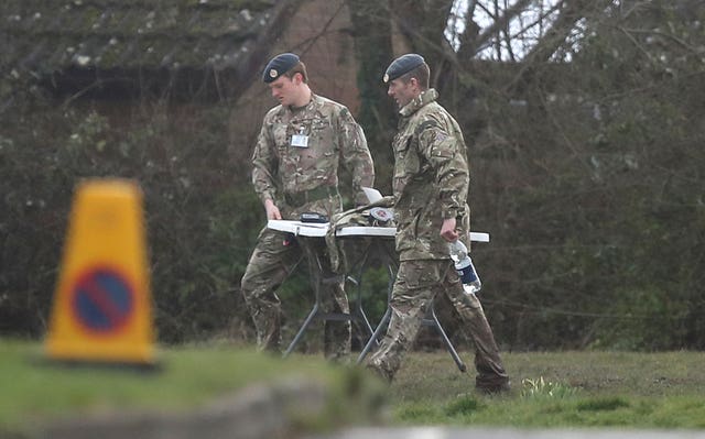 Army personnel in Alderholt (Andrew Matthews/PA)