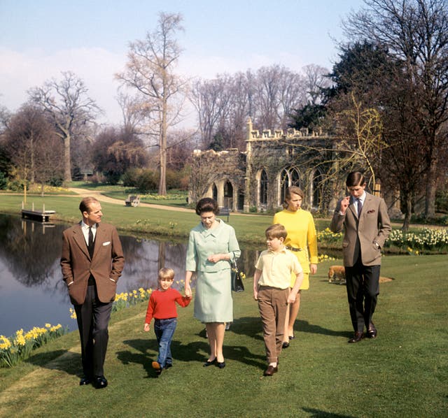 The royal family during filming of the programme