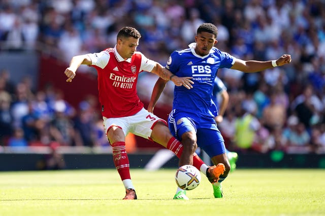 Granit Xhaka competes for the ball