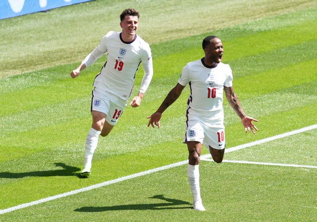 Raheem Sterling (right) scored as England opened their tournament with victory over Croatia
