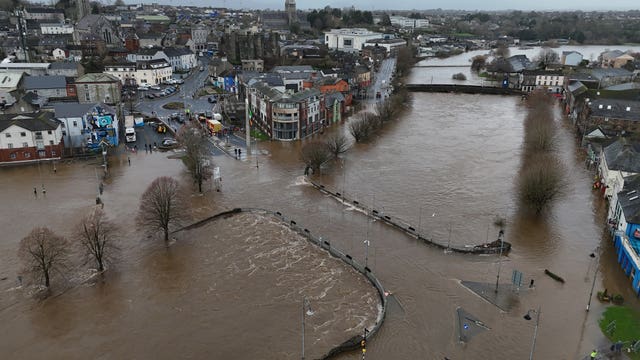 The River Slaney bursts its banks in Enniscorthy