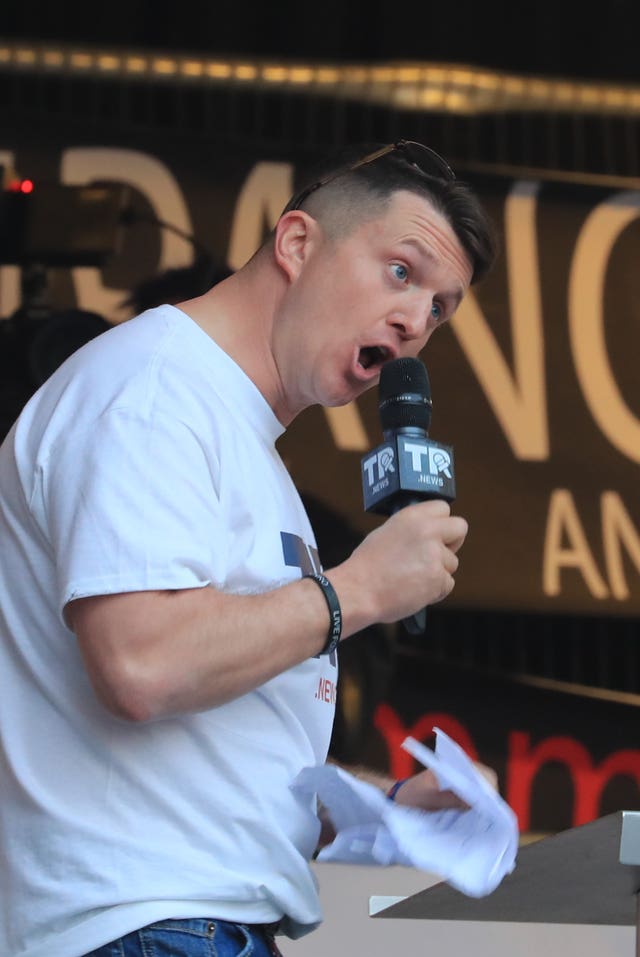 Former English Defence League leader Tommy Robinson on Whitehall in London