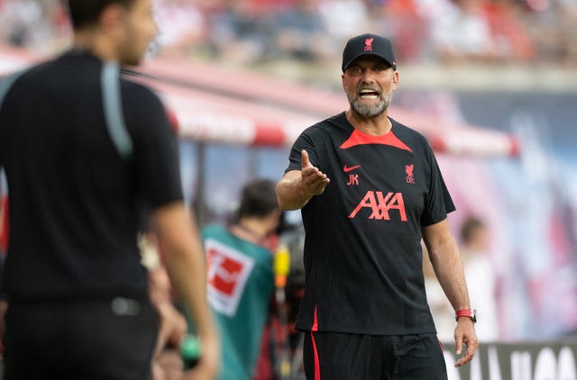 Liverpool manager Jurgen Klopp reacts on the sidelines