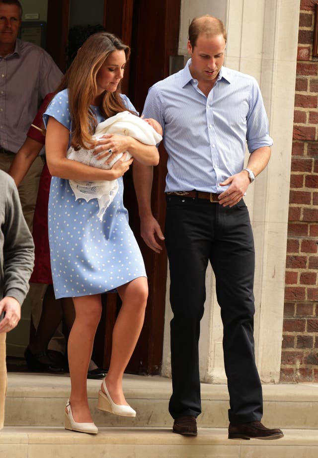 The Duke and Duchess of Cambridge leave the Lindo Wing of St Mary’s Hospital in London, with their newborn son, Prince George of Cambridge
