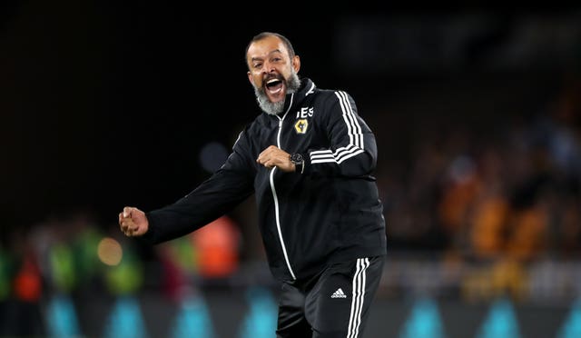 Wolves manager Nuno Espirito Santo celebrates victory 