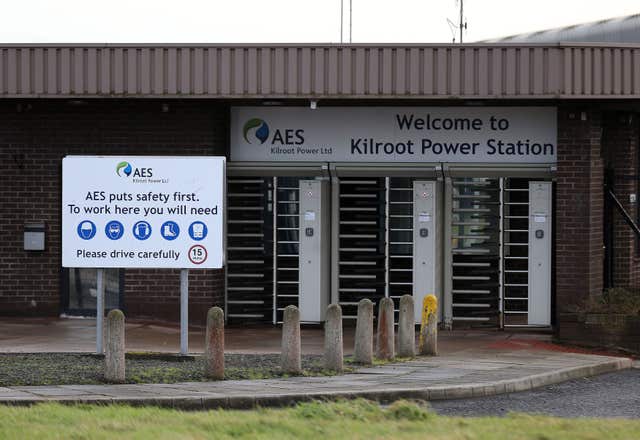 The fossil fuel-fired power plant at Kilroot in Co Antrim is set to close (Brian Lawless/PA)