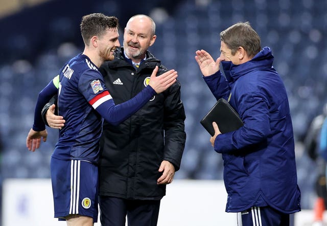 Andy Robertson (left) is confident Scotland can overcome Serbia