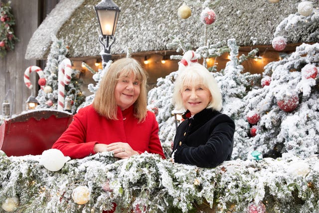 Julia Donaldson with Dame Helen Mirren as they appear in the Christmas edition of BBC One’s The Repair Shop