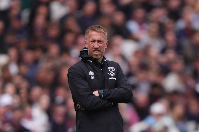 West Ham manager Graham Potter with arms folded on the touchline