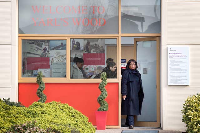 Shadow home secretary Diane Abbott and shadow attorney general Shami Chakrabarti leaving YarlÕs Wood Immigration detention centre (Stefan Rousseau/PA)