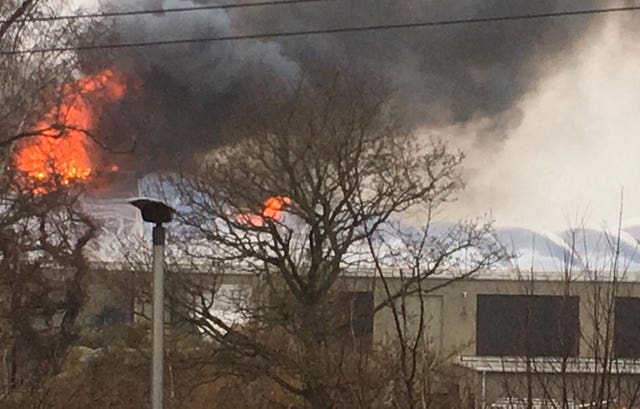 Flames coming from the Monsoon Forest habitat area at Chester Zoo on Saturday