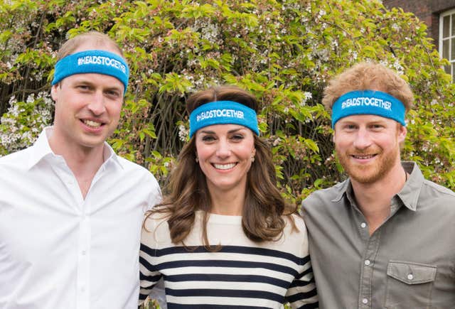 William, Kate and Harry supporting their Heads Together mental health campaign (Royal Foundation/PA)