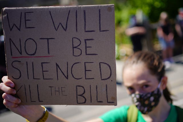 Protesters during a Kill the Bill demo in Falmouth
