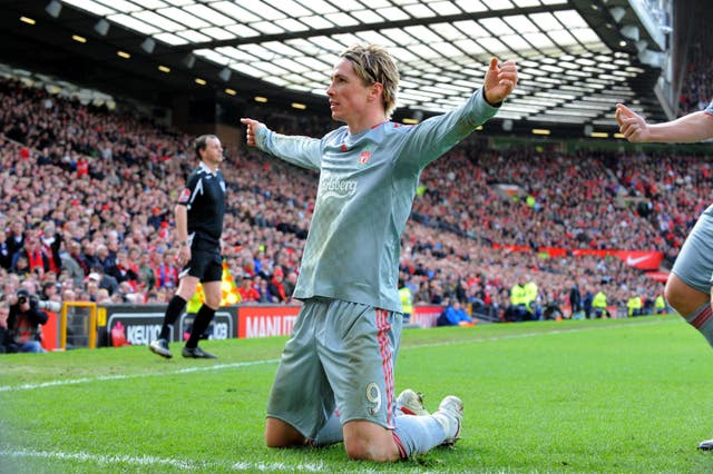 Fernando Torres opened the scoring as Liverpool won 4-1 at Manchester United in March 2009.