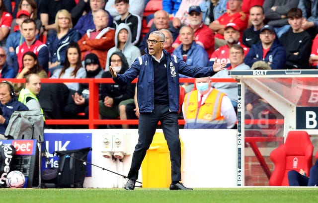Forest fans called for Hughton to go during Sunday's home defeat to Cardiff