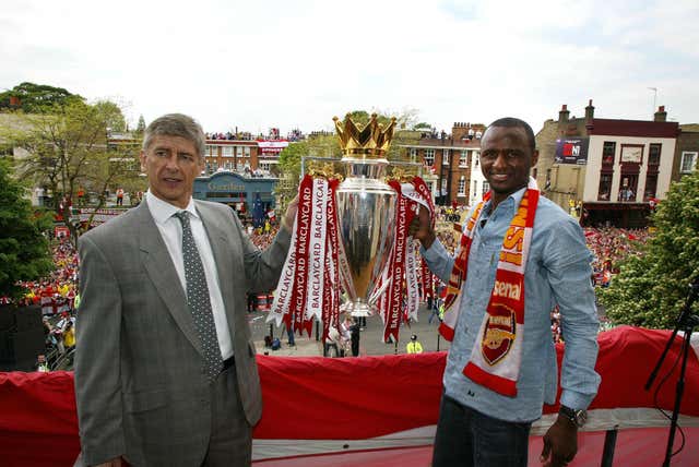 Patrick Vieira captained Arsenal's unbeaten Invincibles under Wenger