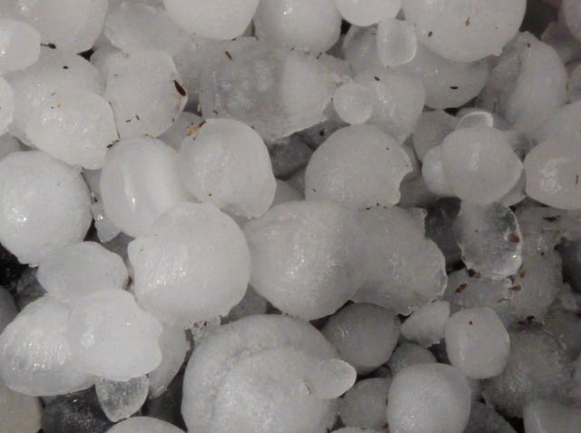 Hail stones that fell in Northampton