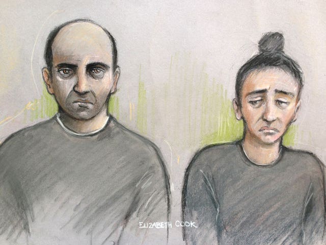 File court artist sketch by Elizabeth Cook of Ouissem Medouni (left) and Sabrina Kouider (PA)