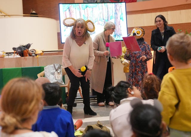 Dame Julia Donaldson reading to children at the British Library