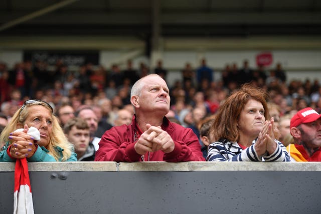 Bristol City fans during the Robins' 1-1 draw with Blackpool at Ashton Gate (Simon Galloway/PA).